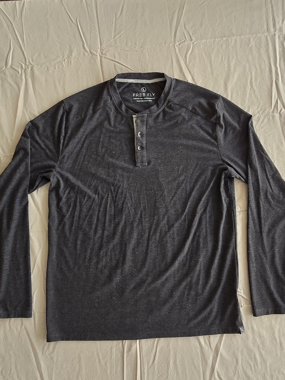 Freefly Men's Bamboo Flex Long Sleeve Henley - Large